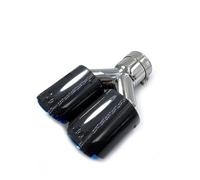 tuyaux d'échappement 1 PC Pour BMW Pour E90 Double Embout De Silencieux En Fibre De Carbone Brillant Embout D'échappement Bleu Bride Droite Voiture Courbé Tuyau(ID 63mm-OD 76mm)