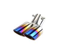 Tuyaux D'échappement Embout De Silencieux D'échappement De Voiture 1 Pièce 2,5 Pouces En Acier Inoxydable Double Tuyau Garniture De Gorge Arrière Modifiée(Burnt blue bent)