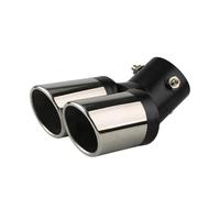 Tuyaux D'échappement Embout De Silencieux D'échappement De Voiture 1 Pièce 2,5 Pouces En Acier Inoxydable Double Tuyau Garniture De Gorge Arrière Modifiée(Black chrome bent)