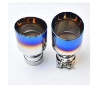 Tuyaux Pour échappement Embout d'échappement biseauté en acier inoxydable bleu brûlé pour voiture, 2 pièces(57-101MM)
