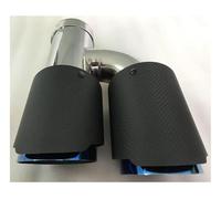 Tuyaux Queue de Voiture 1 PC Pour BMW Série 3 Modification Avec Logo Embout Silencieux Tuyau D'échappement Automobile Universel Double H Style Bleu(76-101MM)