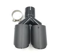 Tuyaux Queue de Voiture 1Pcs Fibre Carbone Double Embout Silencieux Tuyaux D'échappement Universels Droits Acier Inoxydable Silencieux Ak(51 IN-89MM OUT)