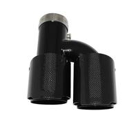Tuyaux Queue de Voiture Embout Silencieux Brillant Voiture Forme H Double Sortie Tuyau D'échappement Buse Décorative Universel Acier Inoxydable(Left 51-76MM)