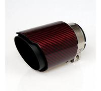 Tuyaux Queue de Voiture Embouts D'échappement Universels En Fibre De Carbone Rouge Brillant En Acier Inoxydable Pour Automobile(63 IN -115 OUT)