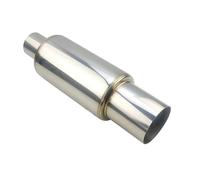 Tuyaux Queue de Voiture Système D'échappement Argenté 51mm 63mm Silencieux Type À Rangée Droite Silencieux Universel Acier Inoxydable 304(Silve 63mm)