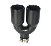 Tuyaux Queue D'échappemen 1 Pièce Double Embout D'échappement Paroi Bord Roulé En Acier Inoxydable Noir Enduit De Poudre Tuyau Queue Silencieux À Souder