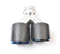 Tuyaux Queue D'échappemen Double Embout Silencieux Universel Bleu Brûlé Côté Gauche Ou Droit Fiber Carbone Brillante Modification Du Tuyau Arrière Voiture(51mm-89mm-R)