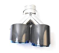 Tuyaux Queue D'échappemen Double Embout Silencieux Universel Bleu Brûlé Côté Gauche Ou Droit Fiber Carbone Brillante Modification Du Tuyau Arrière Voiture(51mm-89mm-L)