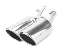 Tuyaux Queue D'échappemen Pour Silencieux Double Sortie 2.5 Pouces Embout D'échappement Argent Mat Noir Queues Accessoire De Voiture En Acier Inoxydable(Silver Curved)