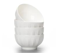 TuYines Ensemble de bols à céréales, lot de 4 bols à dessert, bols à soupe profonds blancs, bols à muesli en céramique de 700 ml, ensemble de bols pour salade, soupe, nouilles, résistants au