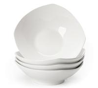 TuYines Ensemble de bols à salade 4, Ensemble de bols à salade en porcelaine, Blanc, Assiette creuse pour pâtes, Assiette à céréales adaptée au micro-ondes, Bol de service pour salades, soupes