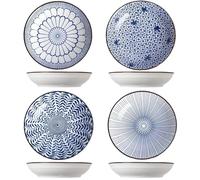 TuYines Lot de 4 assiettes à dessert, assiettes creuses à pâtes, assiettes | Assiette à petit-déjeuner en porcelaine, assiettes plates en céramique, assiettes à pâtes, assiettes à petit-déjeuner
