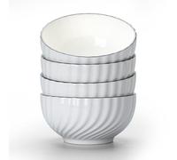 TuYines Lot de 4 bols à céréales en céramique pour dessert, petit déjeuner, bol de service en céramique blanche, 700 ml, bols de service parfaits pour crème glacée, soupe, pâtes, salade, nouilles, 15