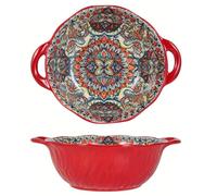 TuYines Saladier en céramique, grand bol à soupe, multicolore, avec poignées, diamètre : 20 cm, bols à soupe, bols à dessert, bols à fruits