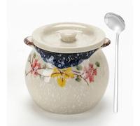 TuYines Sucrier en céramique, avec couvercle et cuillère, 300 ml, boîte à épices en céramique, boîte à épices avec couvercle pour sucre, sel, fromage, épices