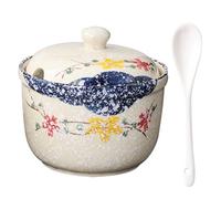 TuYines Sucrier en Céramique avec Couvercle et Cuillère, Boîte à Épices pour Sel, Fromage - Style Noël