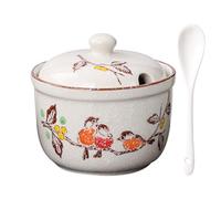 TuYines Sucrier en céramique, sucrier avec couvercle et cuillère, boîtes à épices en céramique, boîte à épices avec couvercle pour sucre, sel, fromage, épices