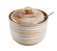 TuYines Sucrier en céramique, sucrier avec couvercle et cuillère, pots à épices en céramique, pot à épices avec couvercle pour sucre, sel, fromage, épices (style F)