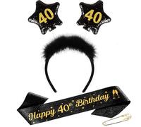 TUZELIYA Anniversaire 40 ans bandeau Happy Birthday Anniversaire écharpe pour femmes cadeau d'anniversaire décoration de fête accessoires, Decoration Anniversaire 40 Ans Homme, Femme