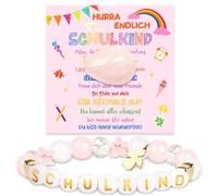 TUZELIYA Cadeau de rentrée des classes pour fille, sac d'école, remplissage d'ange gardien, bracelets et pierre de courage pour écolier 2025 - Porte-bonheur avec carte de vœux et boîte cadeau