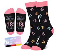 TUZELIYA Chaussettes d'anniversaire 18/30/40/50/60 ans pour femme et fille, idées de cadeau pour femme pour anniversaire, chaussettes douillettes, antidérapantes, chaussettes amusantes, cadeaux