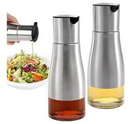 Tuzsocr Distributeur d'huile d'olive 300ml,2 Pack Bouteille D'huile en Verre en Acier Inoxydable,Distributeur d'huile Anti-Fuite pour Cuisine d'huile d'olive/vinaigre,pour la Cuisson,Les Grillades
