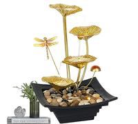 Tuzsocr Fontaine de Table en Métal,Fontaine d'intérieur avec éclairage LED,Bricolage Décoration de Cascade,Ornements d'eau Courante,pour la Décoration de la Maison,L'ameublement de Bureau (Style 2)