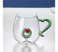 Tuzsocr Jolies tasses de Noël - Tasse à café isotherme en verre - 300 ml - Verre arbre flocon de neige pour thé, lait, boissons, jus - Cadeau d'anniversaire et de festival parfait pour femme, maman et