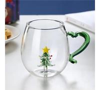 Tuzsocr Jolies tasses de Noël - Tasse à café isotherme en verre - 300 ml - Verre en forme d'arbre flocon de neige pour thé, lait, boissons, jus - Cadeau d'anniversaire et de festival parfait pour