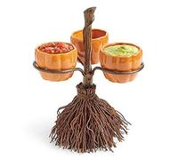 Tuzsocr Pumpkin Snack Bowl Stand,Sorcière Balai Snack Décoration Stand,Halloween Snack Candy Holder,Balai Snack Stand,Party Creative Snack Panier,pour Salad,Dessert,gâteau,Fruits,Party Supplies (S)