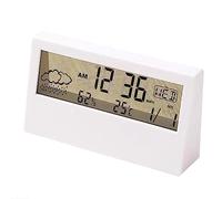 Tuzsocr Réveil Numérique LCD,Horloge Numérique sans Tic-Tac,Multifonction Thermomètre Hygromètre Réveil,avec Date,Calendrier,Fonction Snooze,météorologiques,pour Chambre Bureau de la Famille (Blanc)