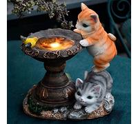 Tuzsocr Statue de Chat à énergie Solaire,Papillons Lampes solaires pour extérieur,Figurine de d'animal décorative pour Jardin,Sculpture en résine étanche,Éclairage LED,pour Pelouse,Terrasse (Style 3)