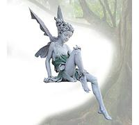 Tuzsocr Statue De Fée De Jardin,Fée Magique Décoration de Jardin,Figurines Elfes Blanc,Ange Miniature Figurine,Elfes Assis Figurines,pour l'Extérieur de Pelouse Patio Cour Paysage D'extérieur (S)