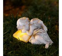 Tuzsocr Statue du Jardin des Anges, Figurine Ange Gardien Endormi, Sculpture de deuil avec LumièRe LED Solaire, Auto-on, Ange Tombe pour Terrasse, Pelouse, Cour, Pendaison de crémaillère, Funèbre