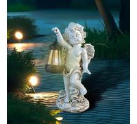 Tuzsocr Statue du Jardin des Anges,Sculpture d'ange Féérique,Figurine Ange Gardien avec Lanterne LED Solaire,Auto-on,Ange Tombe pour Terrasse,Pelouse,Cour,Pendaison de crémaillère,Funèbre (Style 2)