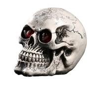 Tuzsocr Tête de mort lumineuse à LED en résine avec yeux LED pour décoration de maison, bar, fête, gothique, Halloween, sculpture