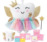 TUZT Peluche Oreiller Fée des Dents pour Enfants Jouet Dentiste, Poupée Féerique Jupe Colorée Dent de Poche Notes Perdues Souvenir, Peluche Cadeau Médical de Jeu de Rôle pour Filles Garçons 3 4 5 Ans