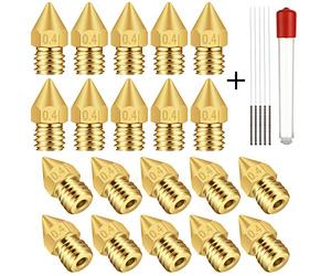 TUZUK 20 pcs 0.4 mm imprimante 3d MK8 extrudeuse Laiton Buse Têtes d'impression pour MK8 MakerBot RepRap Creality CR-10 imprimantes 3d, Bonus 5 pcs Nettoyage Aiguille