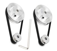 TUZUK Lot de 2 roues synchrones GT2 20 et 80 dents, alésage de 8 mm, poulie de distribution en aluminium avec 2 courroies de longueur 250 mm, largeur 6 mm (20-80T-8B-6)