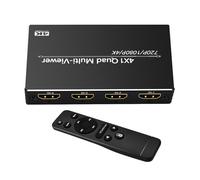 TV à Écran Divisé,Commutateur d'Affichage 4K Continu Haute Définition - Multiviewer Quad 4 Entrées 1 Sortie | pour Commutation Vidéo Production Présentation Entrées Caméra Jeu