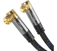 TV Aerial Cable, 4K TV Cable Angled 90° ¿ 5 m ¿ Braided Angled TV Coaxial Cable with Unbreakable Metal Plug for Digital and Analog Television (2 x 90° Angled Connector)