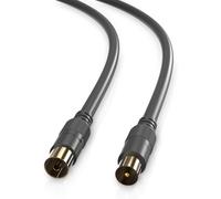 TV Aerial Cable HQ Connection Cable for DVB-C, DVB-T/T2 HD 1080 HD FULL HD 4K UHD 1080P (Cable, TV Plug, TV Socket, Dual Shielding), 1.5 m, Black