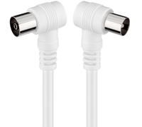 TV Aerial Cable Male Female Coaxial Cable TV Aerial Cable 90 Degree Angled TV Aerial Cable TV Cable Set Top Box HDTV DVB-T2 DVB-C DVB-S TV and Radio 75 Ohm White 1.5m