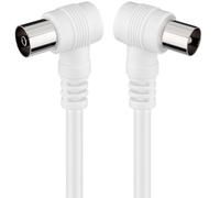 TV Aerial Cable Male Female Coaxial Cable TV Antenna Cable 90 Degree Angled TV Cable TV Cable Set Top Box HDTV DVB-T2 DVB-C DVB-S TV and Radio 75 Ohm White 5m