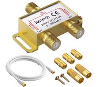 TV Aerial Splitter Gold Plated 2 Way MoCA 5-2500MHz Coaxial Cable Splitter with 1.5m Coaxial Cable,F Connector for Sky Box,Telewest,Eurovox,Starview,Dreambox