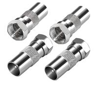 TV Antenna Adapter F Male to TV Male Coaxial Connector F Plug to TV Socket Coaxial Coupling for Coaxial Cable Satellite Cable Antenna Cable F-Type Screw Connector 4pcs