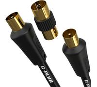 TV Antenna Cable 10 m Long with Plug Adapter - Coaxial TV Cable AV M to M with RF Connector Coaxial Extension - FreeView, FreeSat, Sky Box, BT