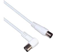 TV Antenna Cable 15 m 75 Ohm IEC Male to Female 90° Shielded for Dvb-C, DVB-T/T2, 4K UHD 2160p, Full HD 1080p 3D, White