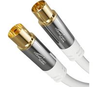 TV Antenna Cable 4K, Coaxial ¿ 7.5 m ¿ Digital and Analog TV Cable, Metal Connectors ¿ Available in 0.5-20 m (Plug to Plug, for DVB-C/DVB-T/DVB-S, White)