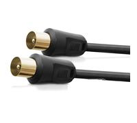 TV Antenna Cable Male Coaxial Straight for Decoder HDTV DVB-T2/C/S, Radio, 75 Ohm, Black, 1.5 m